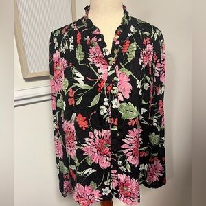 Draper James Floral Button Blouse Size Medium